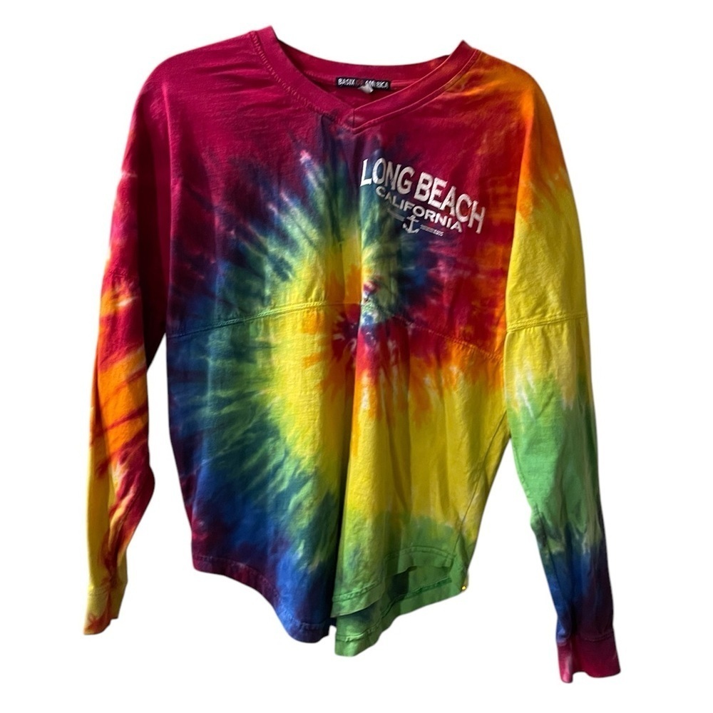Long Beach Women’s Tie Dye California Long Sleeve Cotton Shirt Size: Small